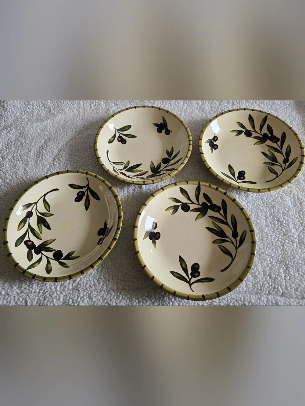 Williams Sonoma Liguria Olive Rimmed Pasta Bowls Set of 4 Portugal Vintage